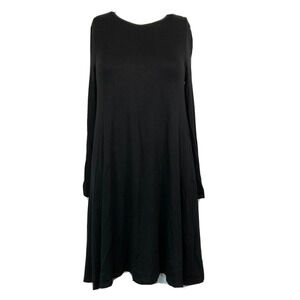 DeLacy Dress Womens Sz‎ XS Black Stretch Jersey Long Sleeve Flowy Pullover